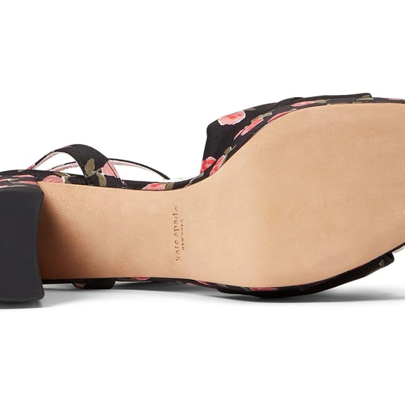 NEW Kate Spade New York Confetti Ditsy Rose/Black PLATFORM SANDALS HEELS NIB - Picture 11 of 11